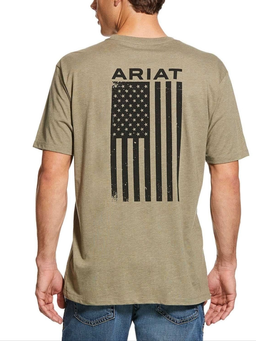 Ariat USA Freedom Flag Tee Olive Green Graphic T Shirt M